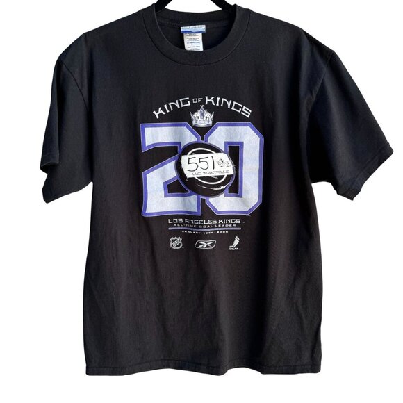 LA Kings Hockey Reebok King Of Kings 20th Anniversary Luc Robitaille T-Shirt L - Picture 1 of 7